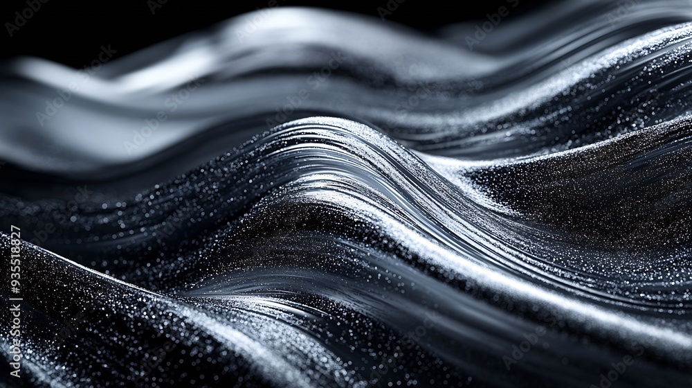 Aufkleber this is a background image with silver streamlines drawn with a brush on a black background : genera