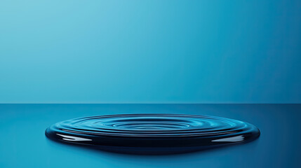 Abstract circular ripple formation in a calm blue environment, creating a serene and harmonious visual effect.