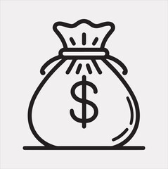 money bag one line Vector silhouette illustration icon on a white background