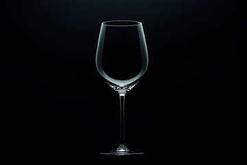 Empty wine glass on dark background with subtle reflections