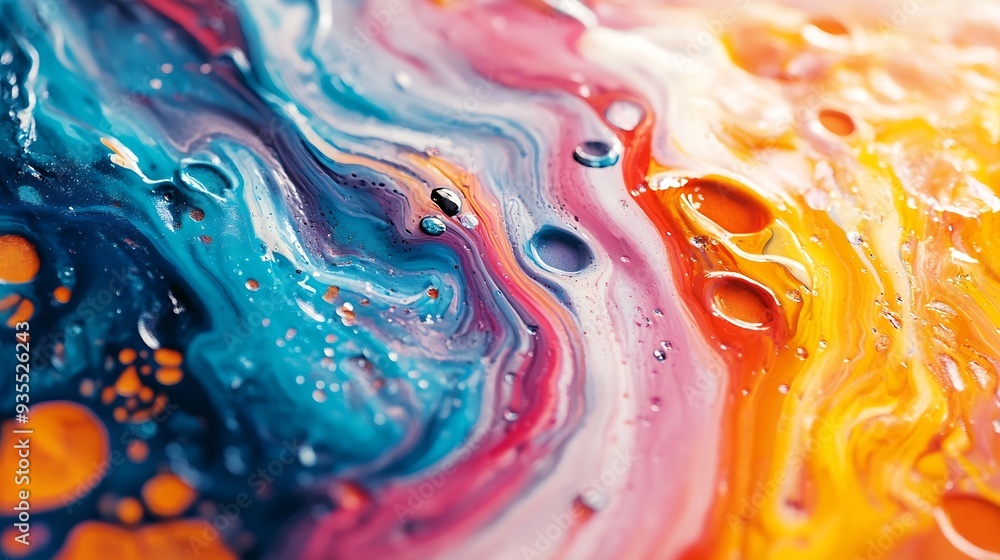Poster abstract colorful artwork painting with spatula closeup view : generative ai