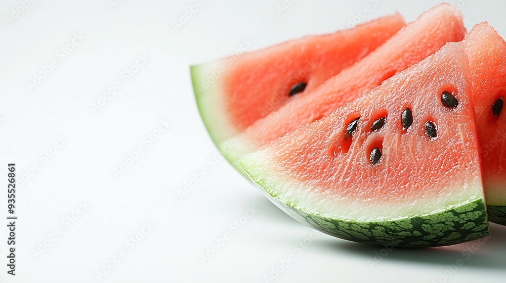 Poster slice of watermelon on white background : generative ai