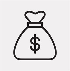 money bag one line Vector silhouette illustration icon on a white background