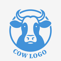 Cow head logo, emblem. Vector illustration