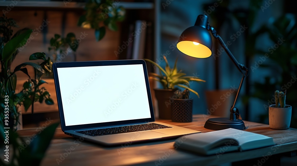 Poster remote work at home office online education study freelance internet connection wireless technology 