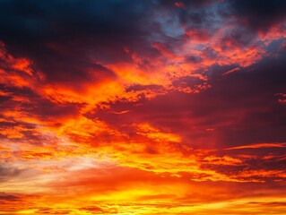 Fototapeta premium A blazing sunset with the sky aflame in shades of orange, red, and gold.