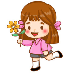 little girl with flower