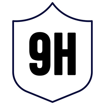 9H Durability Icon Design. Represents High Hardness, 9H Hardness, Extreme Durability, Scratch Resistance. Transparent PNG.