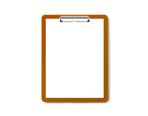 Clipboard communication, white sheet of paper in a clipboard, business paper. Vector illustration