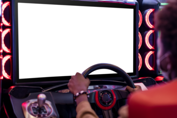 Transparent screen mockup png car racing arcade game