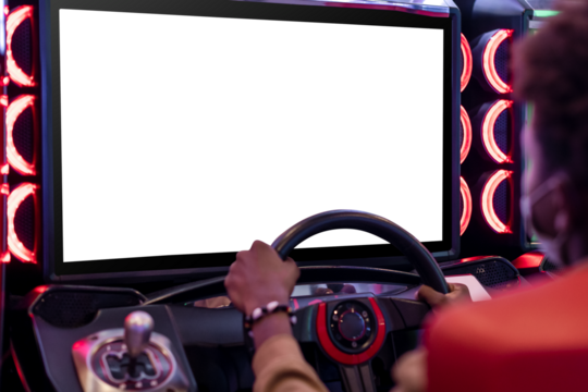Transparent screen mockup png car racing arcade game