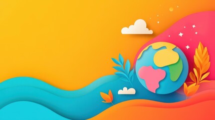 Fototapeta premium A modern flat design featuring a globe adorned with unique textures, blending style and abstract creativity.