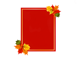 Blank autumn invitation card thanksgiving background. Flat layout fall design autumn leaves border frame. Flat fall leaves invitation design leaves template autumn greeting card transparent background