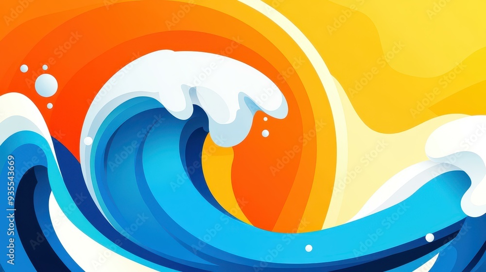 Poster dive into a playful wave design, bursting with color and textures for a delightful cartooninspired l
