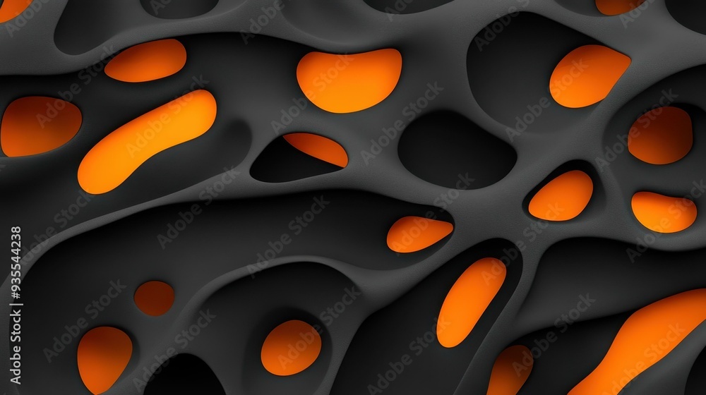 Poster dive into a stunning fractal design of black and orange, with vivid patterns that mesmerize and capt