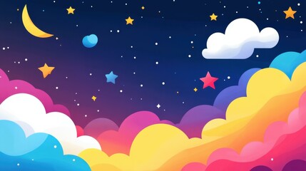 Explore a vibrant nebula illustration, bursting with colors and textures that capture the playful essence of the cosmos.