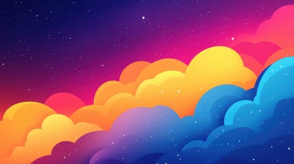 Explore a vibrant nebula illustration, bursting with colors and textures that capture the playful essence of the cosmos.