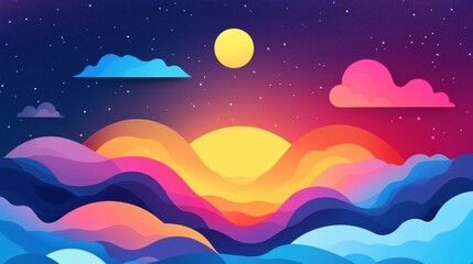 Explore a vibrant nebula illustration, bursting with colors and textures that capture the playful essence of the cosmos.