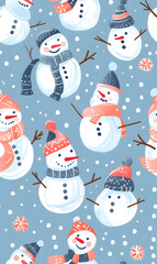 New Year's and Christmas festival seamless pattern in a 2D doodle illustrator style on pastel color backgrounds for graphic advertising.