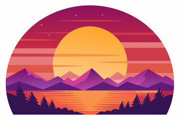 Obraz premium Sunset over a Mountain Range with a Lake in the Foreground