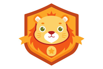 Cartoon Lion Head in a Shield with a Star
