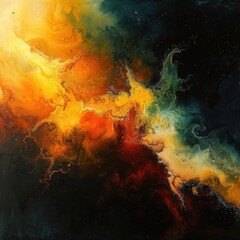 Abstract Cosmic Art with Swirling Colors and Specks