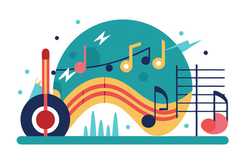 Abstract Illustration of Music Notes with Geometric Shapes