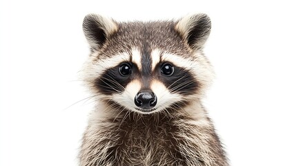 Obraz premium Funny raccoon sitting isolated on white background : Generative AI