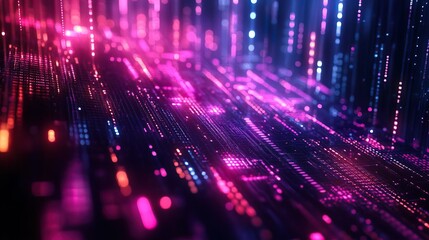 Dynamic digital grid in neon colors perfect for a contemporary and modern wallpaper design