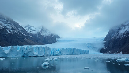 Obraz premium Melting glacier in the Arctic with dramatic sky
