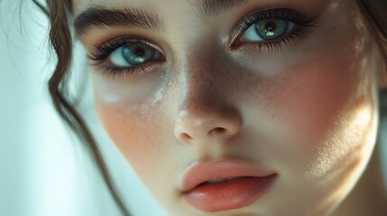 beautiful model young girl portrait makeup cute luxury smoky eyes : Generative AI