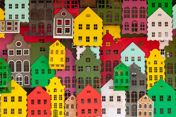 Obraz premium Background image in the form of colorful plywood houses