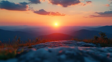 Obraz premium Sunset View from the Top of a Mountain : Generative AI