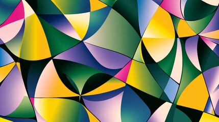Obraz premium Abstract Geometric Composition of Vibrant Colors, digital art, abstract art, geometric art, graphic design