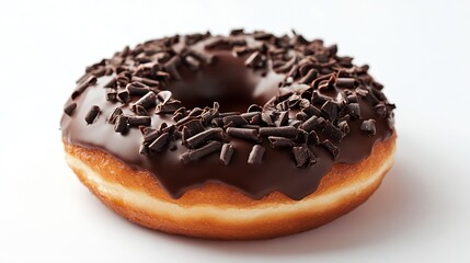 Sweet chocolate donut on white background : Generative AI