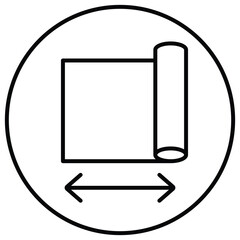 Roll Width Icon Design. Represents Roll Measurement, Roll Width Size, Roll Dimension, Product Specification. Vector icon.