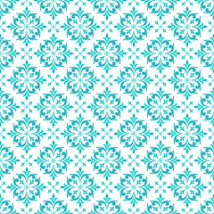 Turquoise and white vector seamless pattern. Ornament, Traditional, Ethnic, Arabic, Turkish, Indian motifs. Great for fabric and textile, wallpaper, packaging design or any desired idea. 