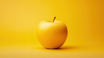 Yellow background with a single golden apple, centered and well-lit