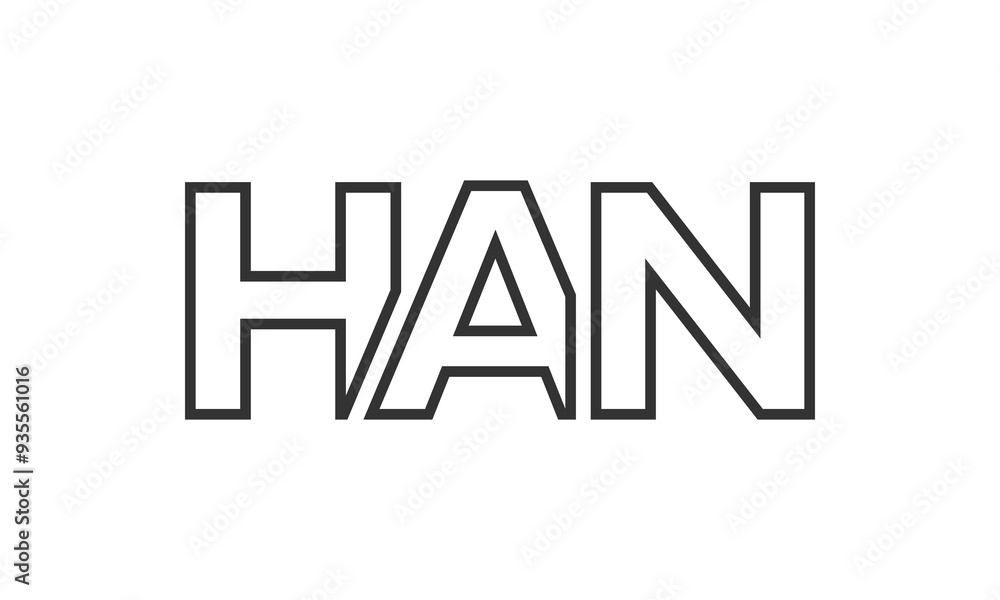 Poster han logo design template with strong and modern bold text. initial based vector logotype featuring s