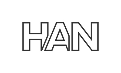 HAN logo design template with strong and modern bold text. Initial based vector logotype featuring simple and minimal typography. Trendy company identity.