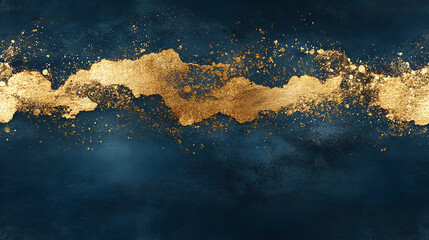 A blue abstract seamless pattern with Luxury background with gold details. 