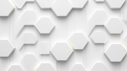 Fototapeta premium Abstract Hexagon Pattern in White, 3D Render, Geometric, Minimalism, Design , hexagon, pattern