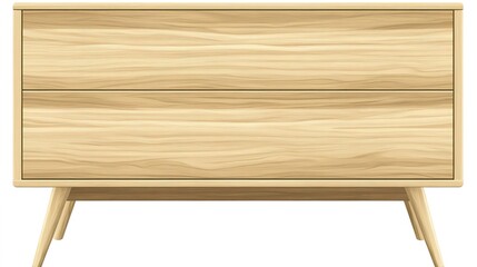 Front View of Furniture: Detailed Illustration Featuring a Piece of Furniture Displayed from the Front Side, Isolated Without Background to Emphasize Design and Features.