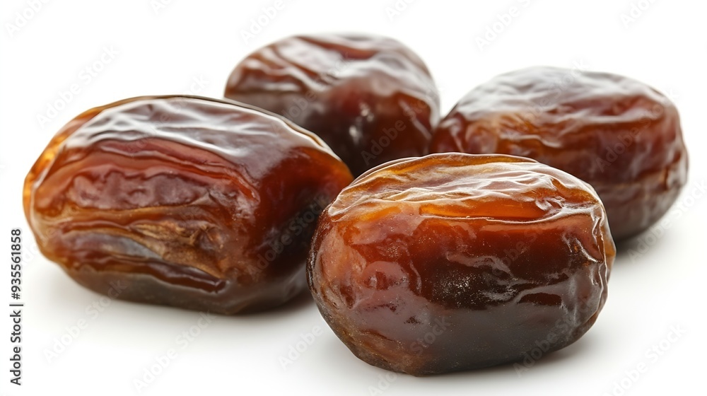 Poster Dried dates fruits isolated on white background Clipping path : Generative AI