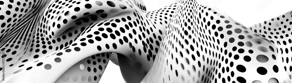 Poster abstract polka dot pattern, 3d rendering, black and white, geometric, polka dot, abstract, pattern