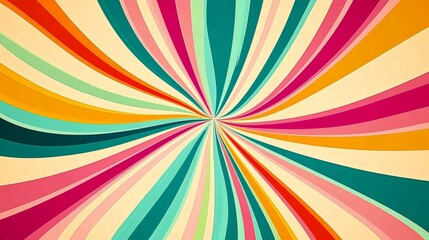 Abstract Radiating Stripes in Retro Colors, Digital Art, Retro, Abstract, Colors