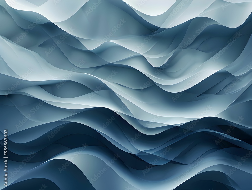 Aufkleber calm blue abstract waves flowing gently across the canvas creating a serene and tranquil aquatic atm