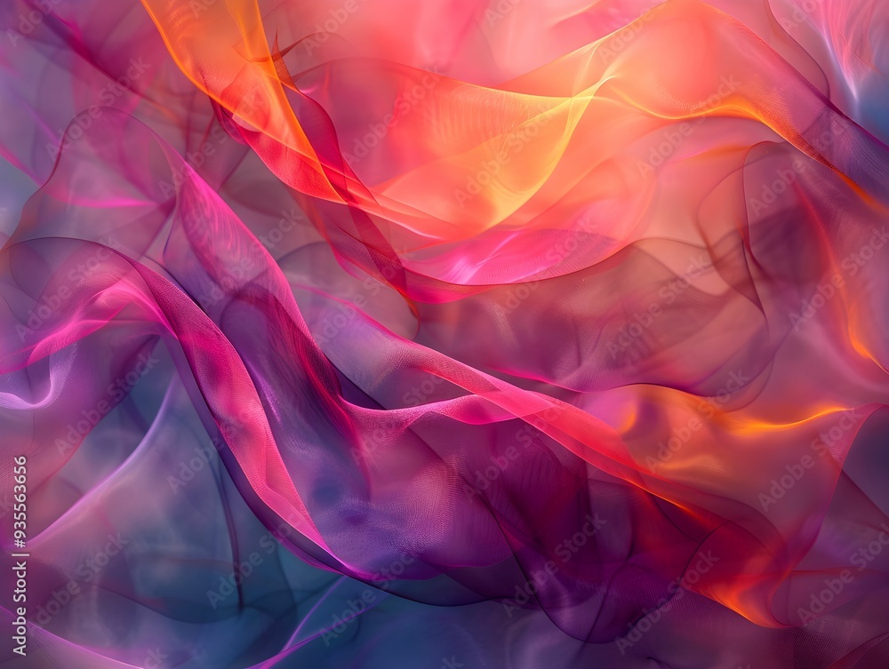 Poster abstract flowing fabric design with vibrant colors blending seamlessly in a colorful display resembl