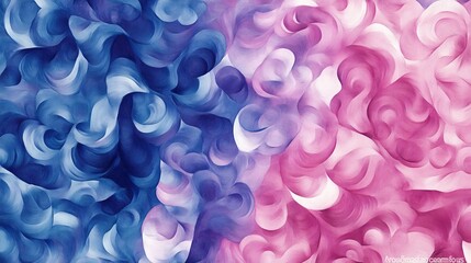 Abstract Swirling Blue and Pink Digital Artwork, abstract art, digital painting, swirls, gradient