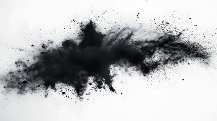 Fototapeta premium Dramatic burst of black charcoal powder on white background